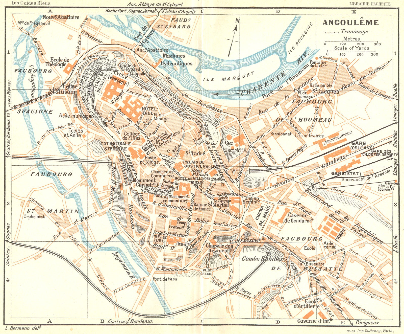 FRANCE. Angouleme 1926 old vintage map plan chart
